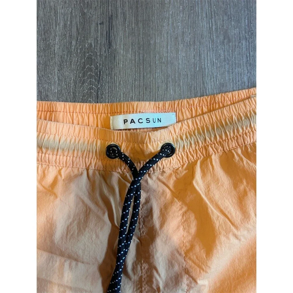 PacSun Swim Trunks Mens Size S Orange Cargo Mesh Lined Drawstring Shorts